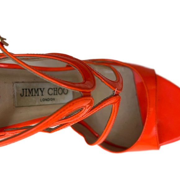 Jimmy Choo Orange Strapy 4" Heeled Sandals  Size 36 (US Size 6) - Picture 7 of 11